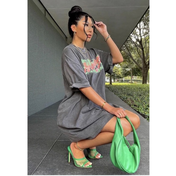 Green Mesh Mules w Stiletto Heel - Picture 2 of 7